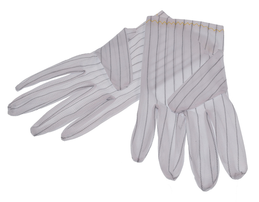 An toàn Màu trắng chống tĩnh điện Sọc Polyester ESD Găng tay làm việc Phòng sạch Công nghiệp điện tử