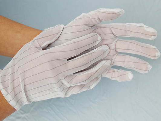 100% Polyester Phòng sạch Găng tay vải ESD Sọc hai bên