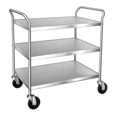 Chất lượng cao 4 bánh thép không gỉ PCB chống tĩnh / SMT Lưu trữ 3 lớp ESD Wire Shelf Trolley Cart