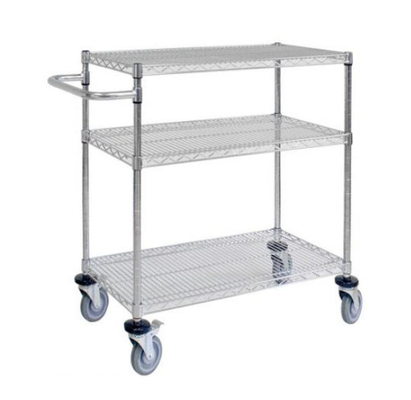 Chất lượng cao 4 bánh thép không gỉ PCB chống tĩnh / SMT Lưu trữ 3 lớp ESD Wire Shelf Trolley Cart