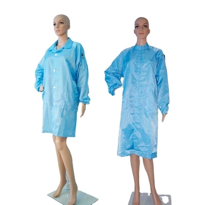 ESD Smock Phòng sạch chống tĩnh mạch Quần áo làm việc Polyester Strip Grid Polyester Logo tùy chỉnh