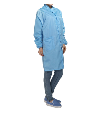 ESD Smock Phòng sạch chống tĩnh mạch Quần áo làm việc Polyester Strip Grid Polyester Logo tùy chỉnh