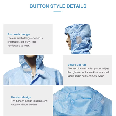Bộ đồ phòng sạch chống tĩnh điện ESD Áo nhảy polyester Quần áo làm việc áo khoác phòng thí nghiệm