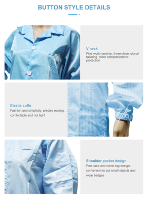 Bộ đồ phòng sạch chống tĩnh điện ESD Áo nhảy polyester Quần áo làm việc áo khoác phòng thí nghiệm