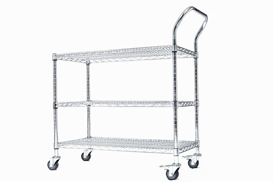 Thép không gỉ tùy chỉnh ESD Wire Shelf Trolley Cart Mesh Storage Antistatic Wire Trolley