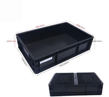 600*400mm ESD Bin Box ESD Containers Esd Plastic Tool Box Black Antistatic PP Box