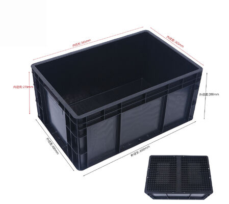 600*400mm ESD Bin Box ESD Containers Esd Plastic Tool Box Black Antistatic PP Box