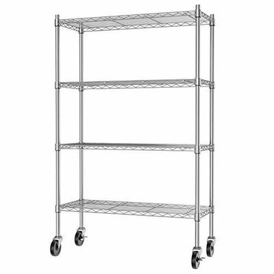 4 Lớp Công nghiệp Chrome Wire Basket ESD Shelf Trolley Với 4 Inch Caster Với phanh