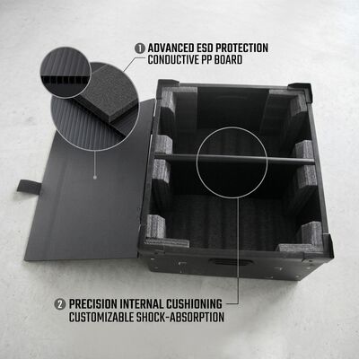 Tấm PP chống tĩnh điện dạng sóng dẫn điện ESD nhựa rỗng cắt theo yêu cầu cho vách ngăn hộp