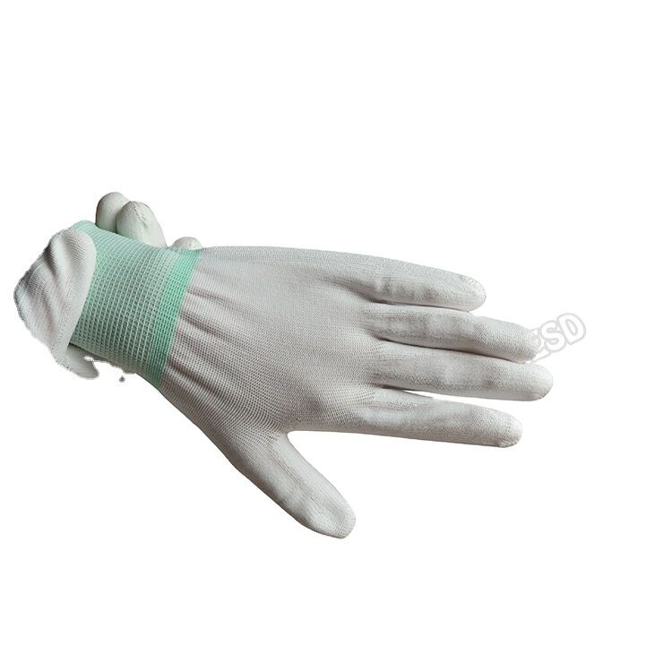 ESD Găng tay dẫn điện Polyester Găng tay chống tĩnh Công việc chống trượt Carbon PU Tip Palm Fit